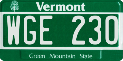 VT license plate WGE230
