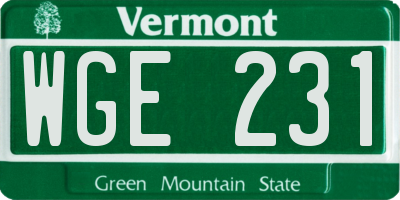 VT license plate WGE231