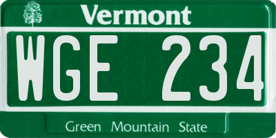 VT license plate WGE234