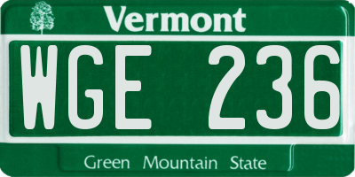 VT license plate WGE236