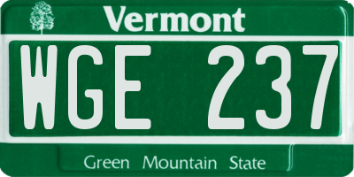 VT license plate WGE237