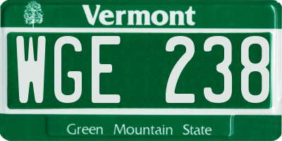 VT license plate WGE238