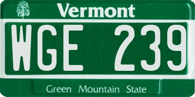 VT license plate WGE239