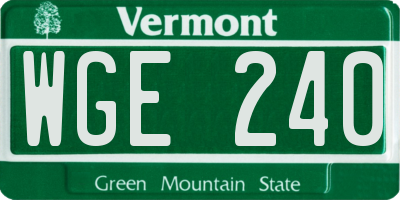 VT license plate WGE240