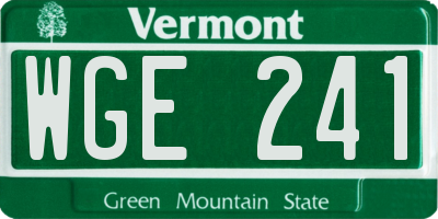 VT license plate WGE241