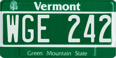 VT license plate WGE242