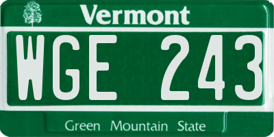 VT license plate WGE243