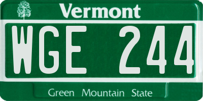 VT license plate WGE244