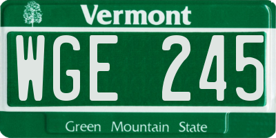 VT license plate WGE245