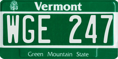 VT license plate WGE247