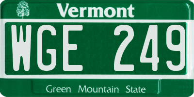 VT license plate WGE249