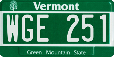 VT license plate WGE251