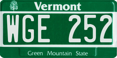 VT license plate WGE252