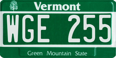 VT license plate WGE255