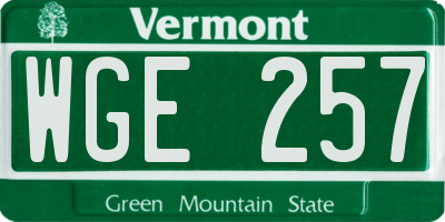 VT license plate WGE257