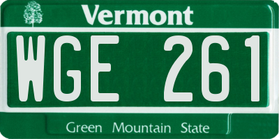 VT license plate WGE261