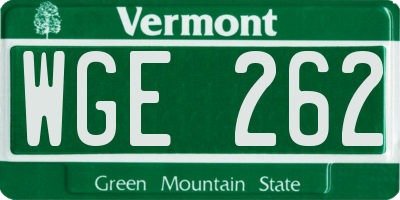 VT license plate WGE262