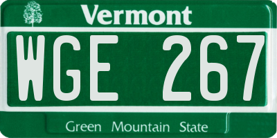 VT license plate WGE267