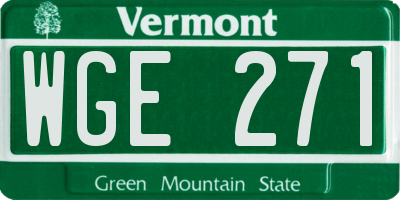 VT license plate WGE271
