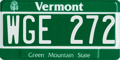 VT license plate WGE272
