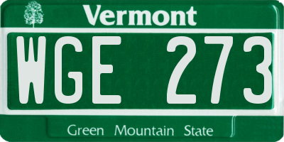 VT license plate WGE273