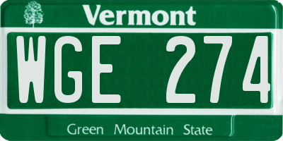 VT license plate WGE274