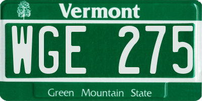 VT license plate WGE275