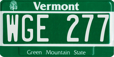 VT license plate WGE277