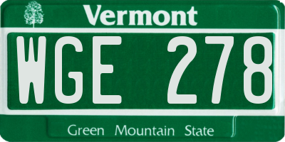 VT license plate WGE278
