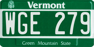 VT license plate WGE279