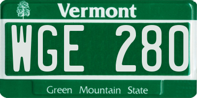 VT license plate WGE280