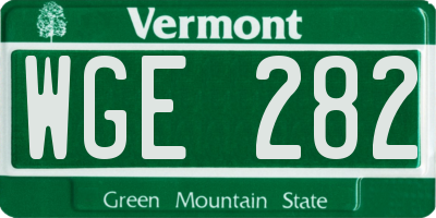 VT license plate WGE282