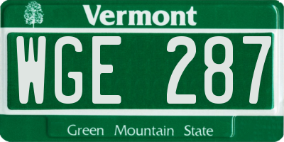 VT license plate WGE287
