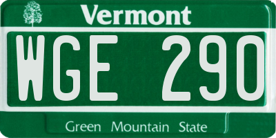 VT license plate WGE290