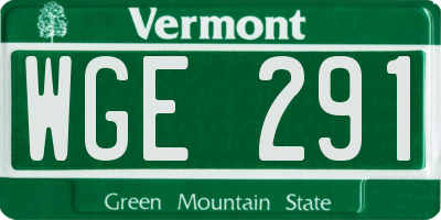 VT license plate WGE291