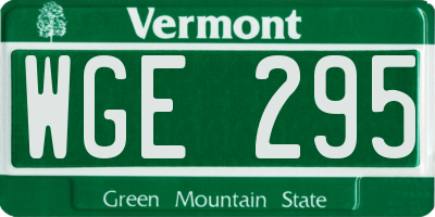 VT license plate WGE295