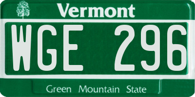VT license plate WGE296