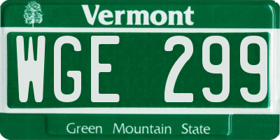 VT license plate WGE299