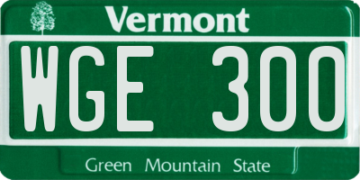 VT license plate WGE300