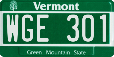 VT license plate WGE301