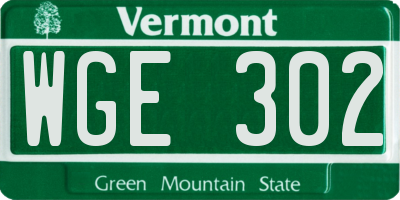 VT license plate WGE302