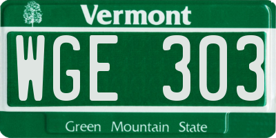 VT license plate WGE303