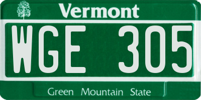 VT license plate WGE305