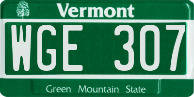 VT license plate WGE307