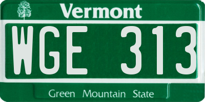 VT license plate WGE313