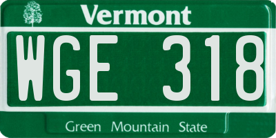 VT license plate WGE318