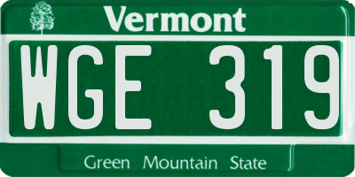 VT license plate WGE319