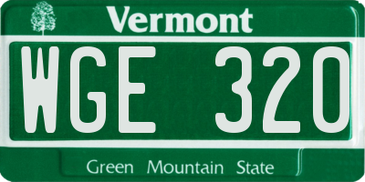 VT license plate WGE320