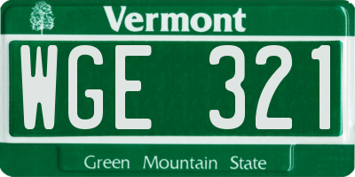 VT license plate WGE321