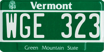 VT license plate WGE323
